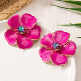 Luxe Enamel Orchid Flower Earring Set